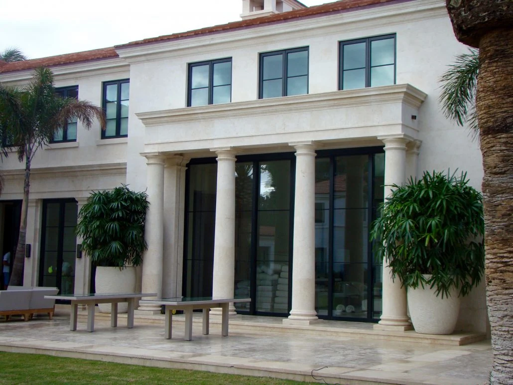 Custom Made Cream Limestone Architectural Stone Doric Column Carving Window Surround