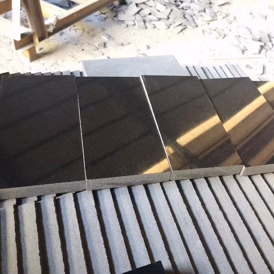 Pedra de granito preto natural polido/flameado para bancada/ladrilhos/coping